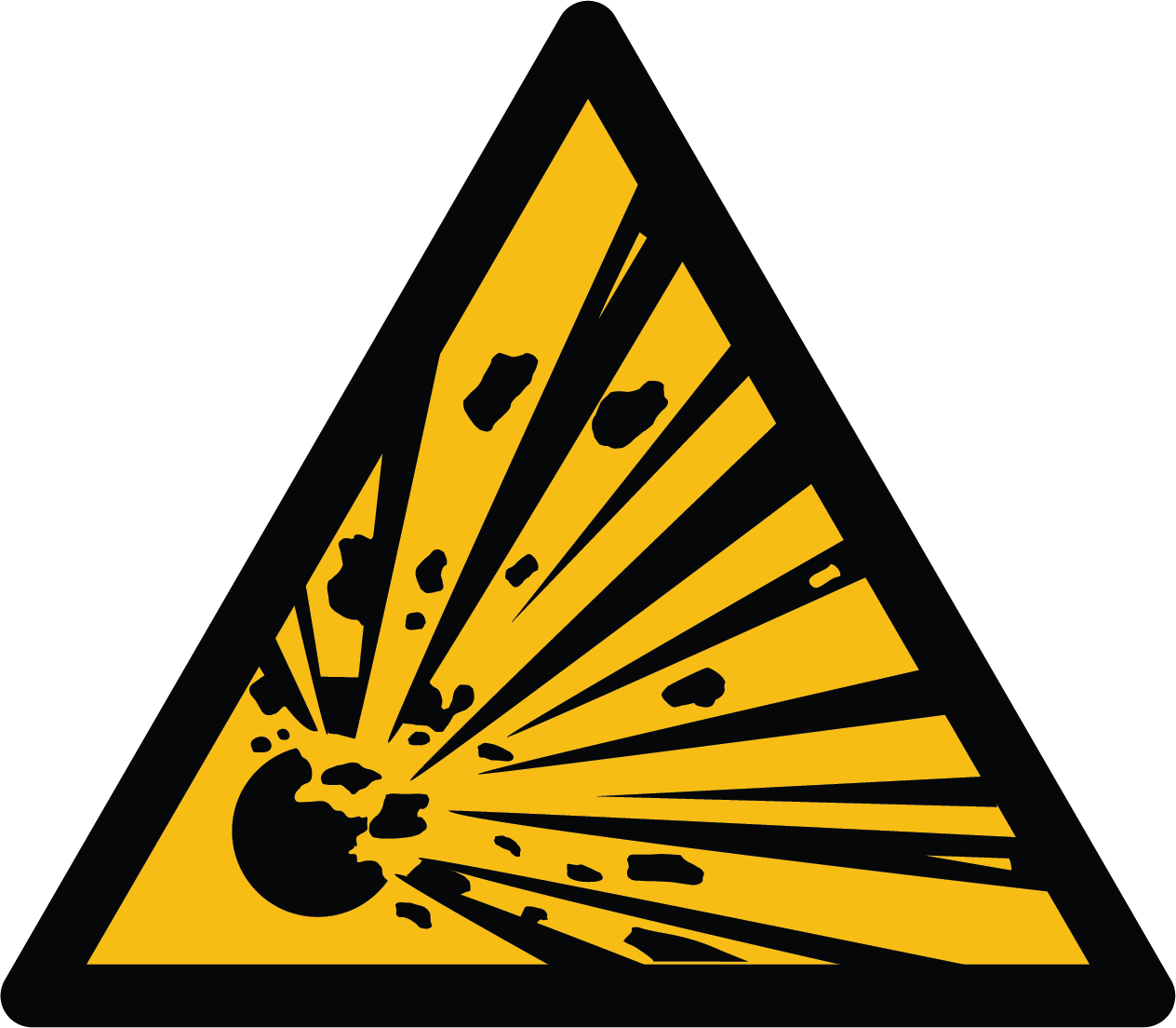 yellow triangle showing explosion